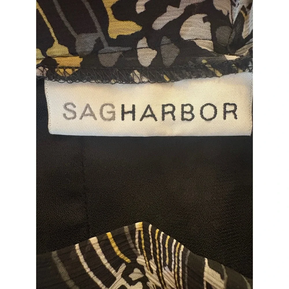 Sag Harbor Womens Abstract Print A-Line Midi Skirt Black‎ Yellow Size Medium